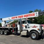 tree service in Effingham, Illinois; tree services in Shelbyville, Illinois; tree service in Vandalia, Illinois; tree removal estimates; tree removal; Buff's Tree Service white lift truck parked